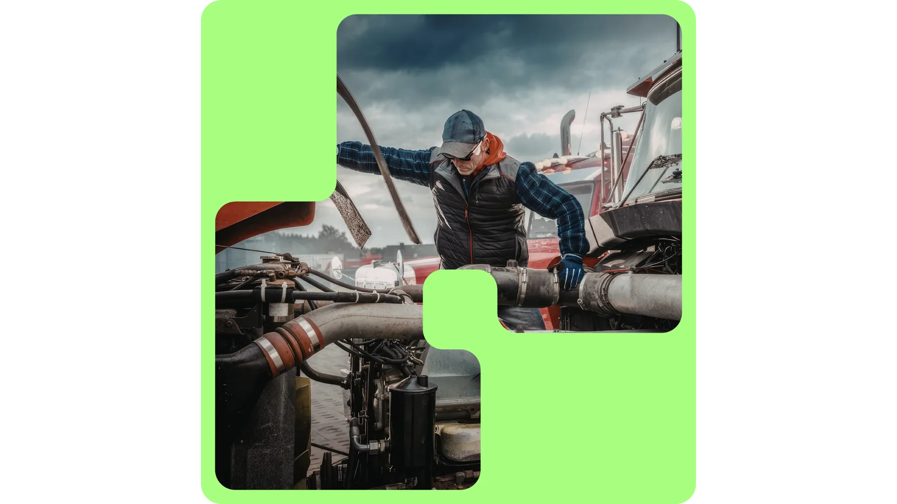 Worker inspecting heavy equipment